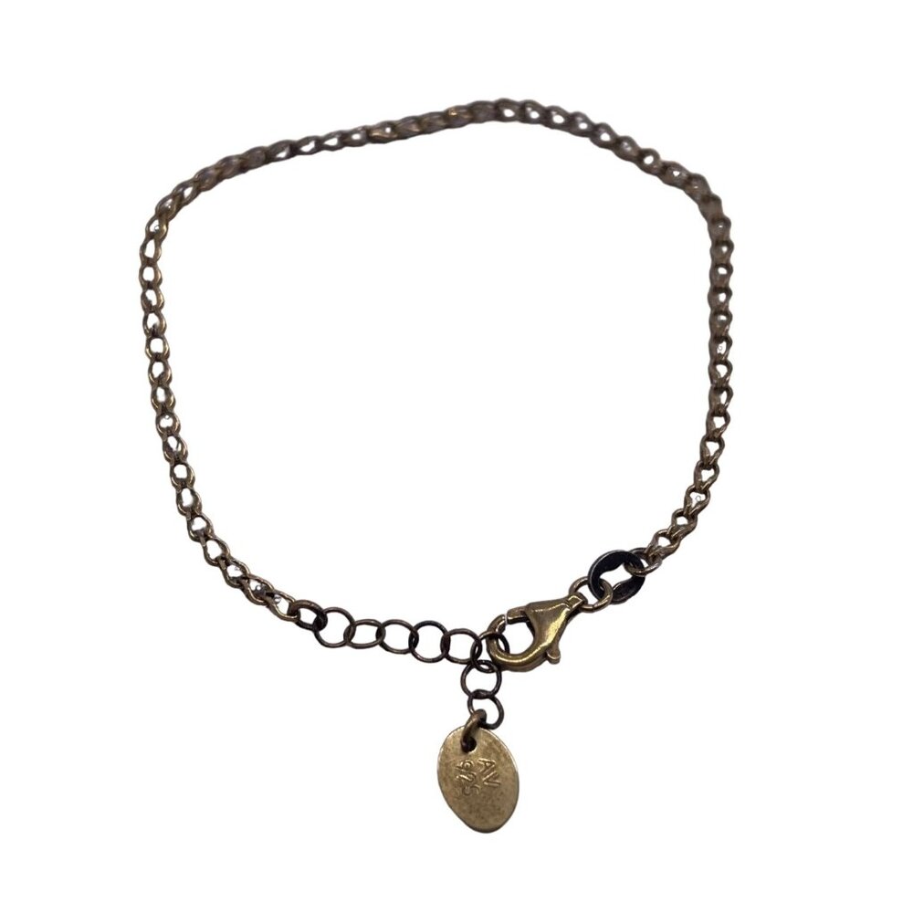 AV 925 Sterling Silver Faceted Beaded Tennis Chain Bangle Bracelet Gold Tone